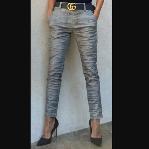 EUC! Bevy Flog Dafna Metallic Shimmer Snake Pants Size 27 - Picture 1 of 12